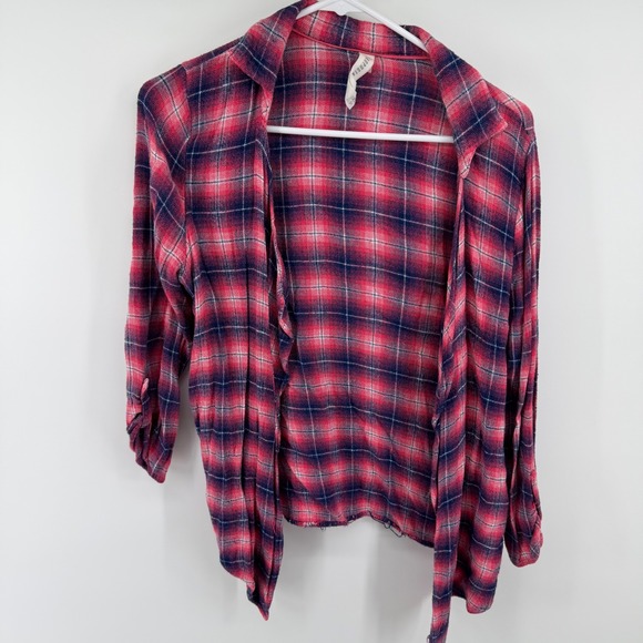 Aeropostale Tops - Aeropostale Pink Navy Blue Plaid Button Down Shirt Large Casual Long Sleeve Top